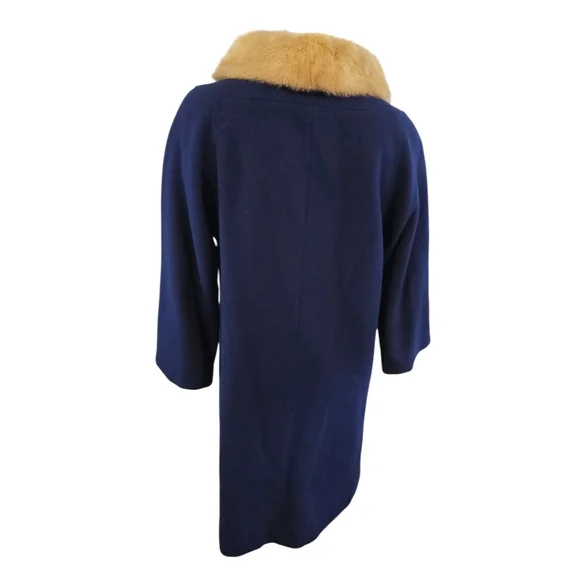Vintage Cashmere Coat With Mink Collar Size M Union Made - Picture 3 of 15